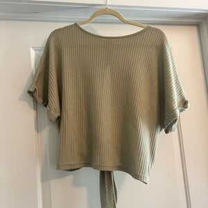 Olive short sleeve shirt with open back